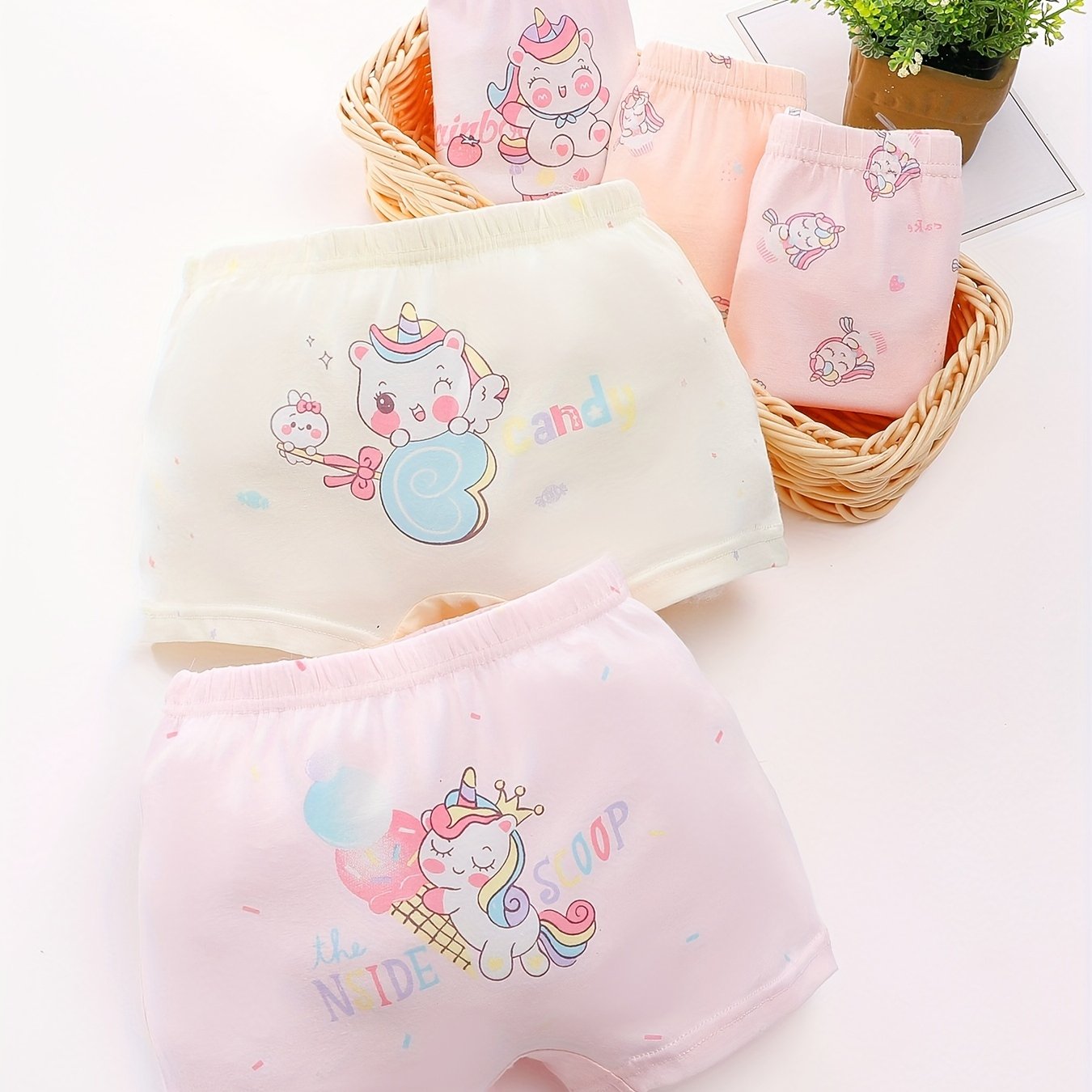 5pcs Kids Cartoon Panties Girls Underwear Cotton Boxer Briefs