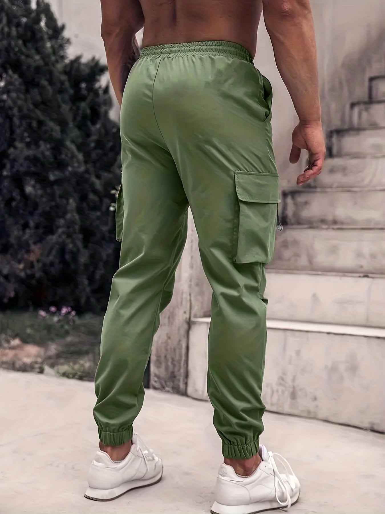Eagle Pattern Cargo Pants Men's Flap Pocket Trousers