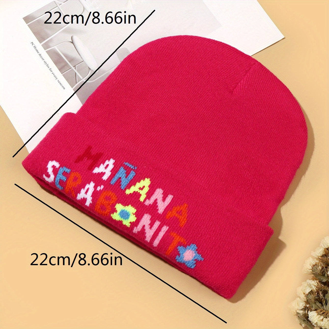 Multicolor Letter Print Knitted Hat