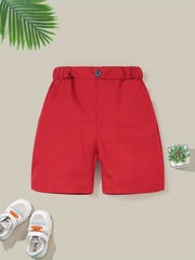 Boys Solid Elastic Waist Shorts for Summer Outdoor