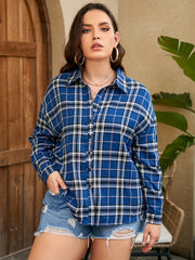 Casual Plaid Button Up Long Sleeve Blouse