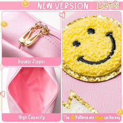 Preppy Patch Cosmetic Toiletry Bag Portable Waterproof Makeup Bag