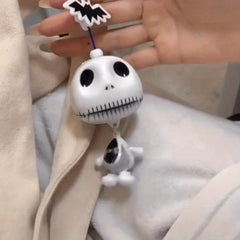 Funny Pull Cord Skeleton Key Chain Halloween Skeleton Pendant Party Decoration