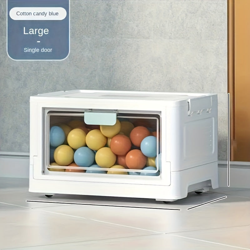 Large Capacity Clear Storage Bin With Wheels, Foldable Luggage Box