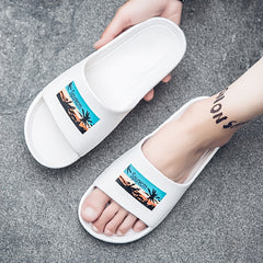 Men's Non Slip Pillow Slides Open Toe Slippers for Indoor Outdoor Beach Shower