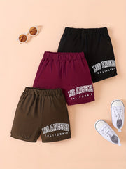 3pcs Baby Boys Casual LA Graphic Elastic Waist Shorts Set