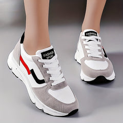 Colorblock Platform Sneakers Lace Up Sporty Comfy Shoes