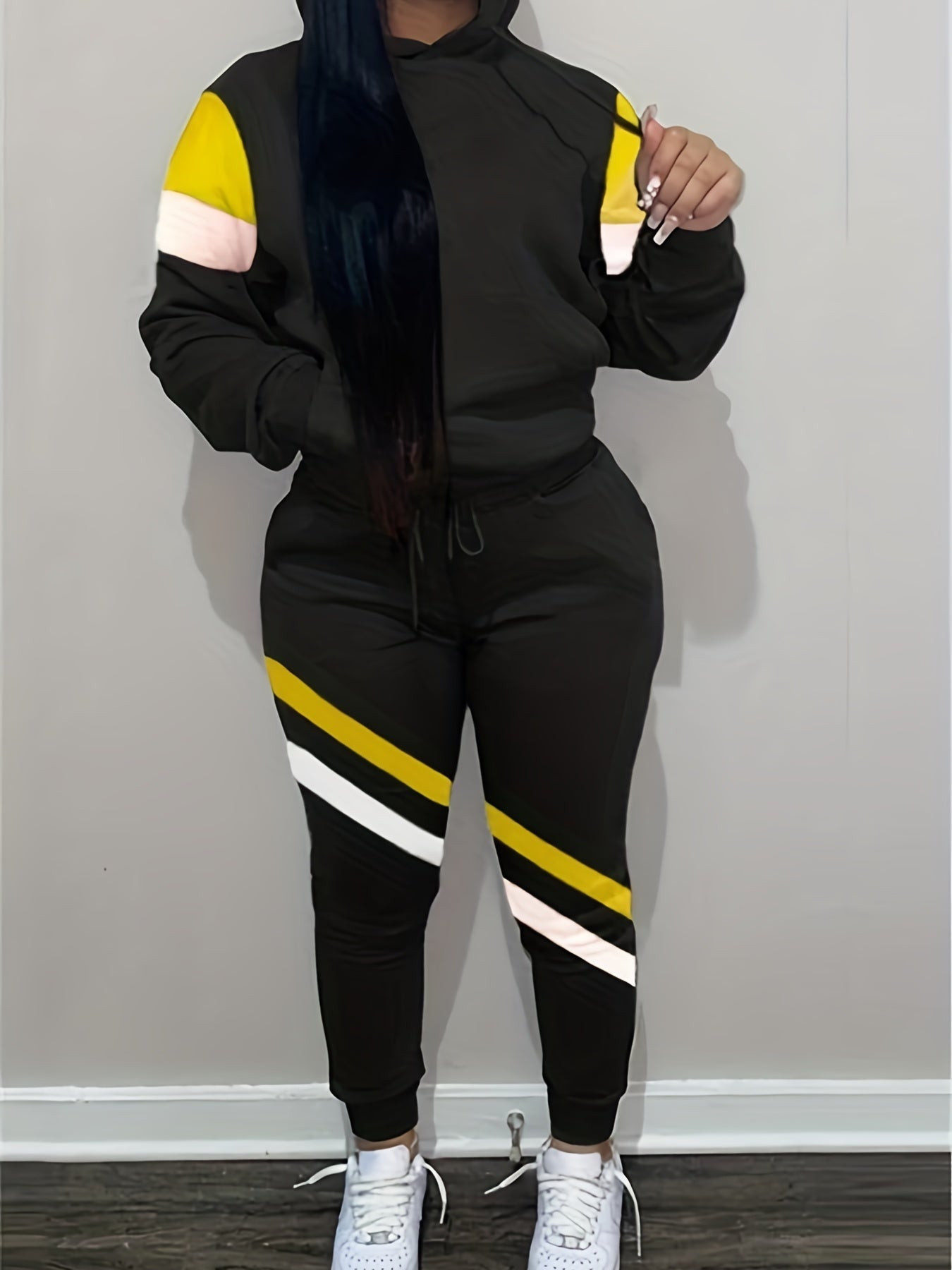 Women's Plus Colorblock Hoodie & Joggers Set