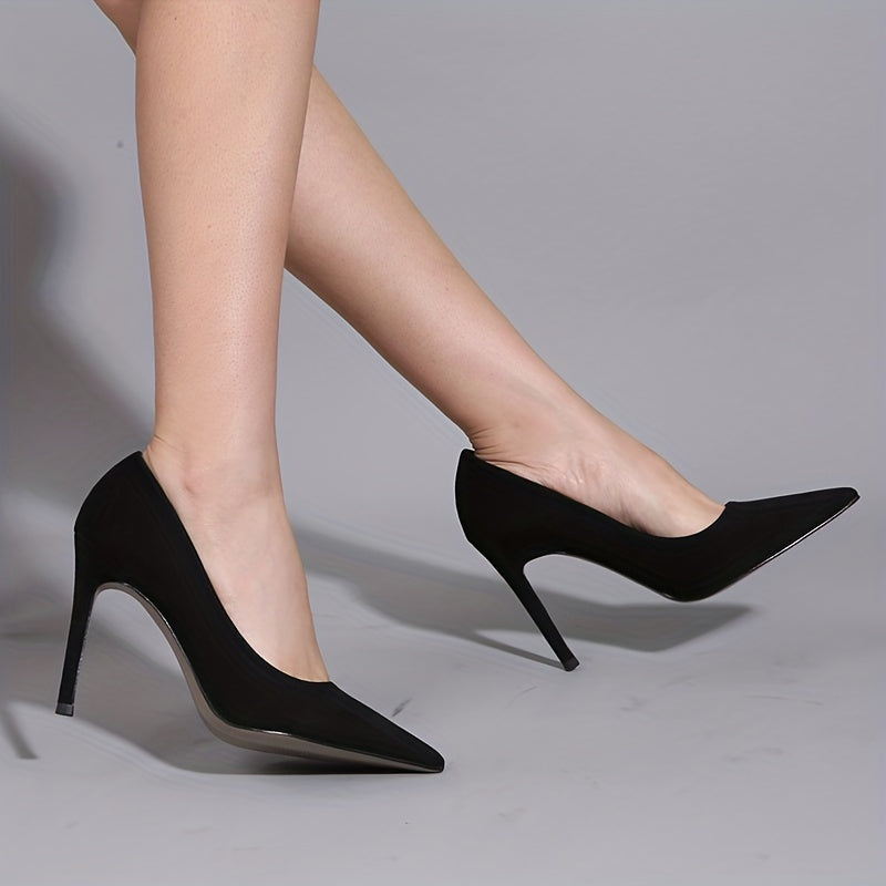 Solid Stiletto Heels Pointed Toe Suede Pumps Dress Heels