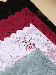 4pcs Lace Boyshort Panties Floral Semi-sheer Scallop Trim Intimates Lingerie