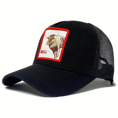 Mesh Embroidery Truck Driver Hat with Bull Embroidery