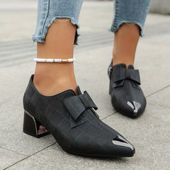 Women's Bowknot Block Heel Ankle Boots