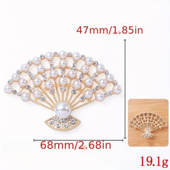 Chinese Style Pearl Folding Fan Hair Accessories