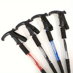 4-Section T Handle Hiking Pole Outdoor Travel Walking Stick Trekking Pole