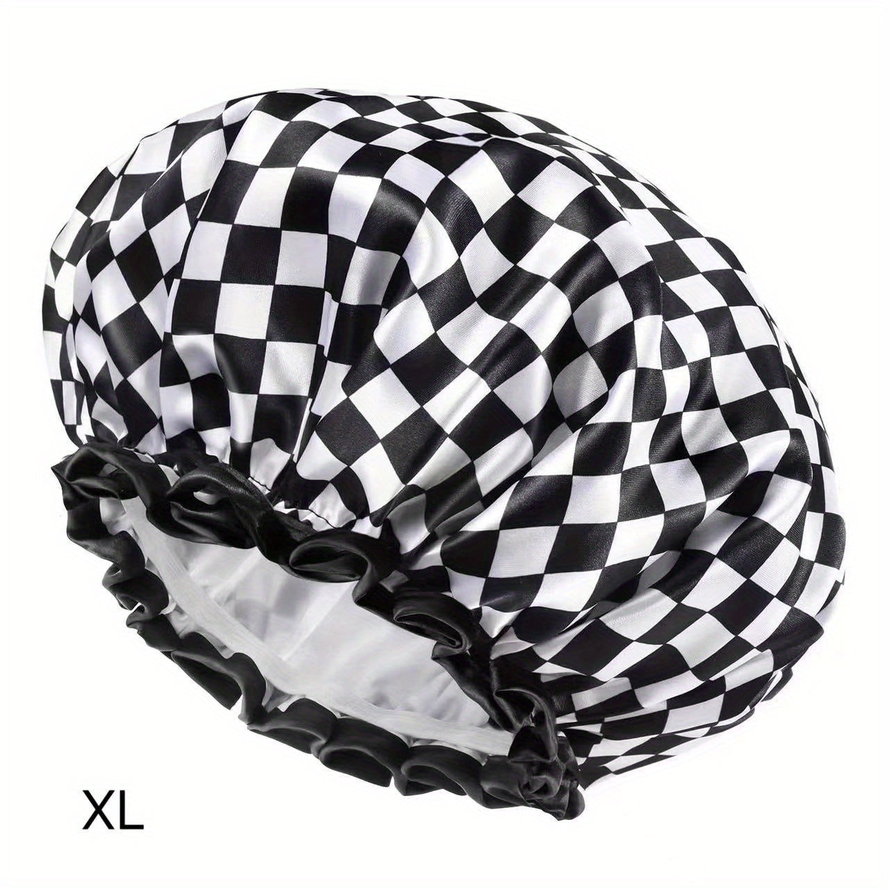 Checkerboard Pattern Hair Drying Cap Waterproof Shower Cap