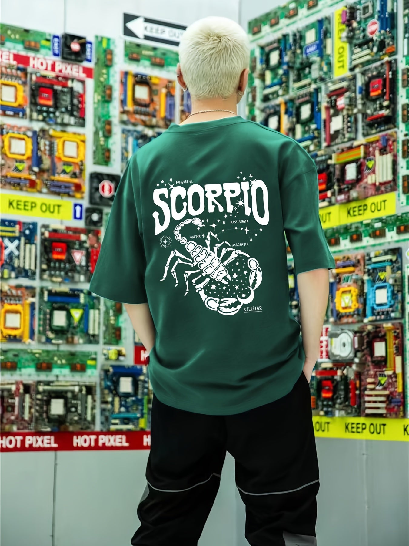 Scorpion Pattern Print Men's Short Sleeve T-shirt Graphic Tee