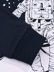 Kid's Astronaut Pattern PJ Set Long Sleeve Top & Pants