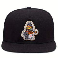 Cat Embroidery Men's Flat Brim Baseball Cap Snapback Hat