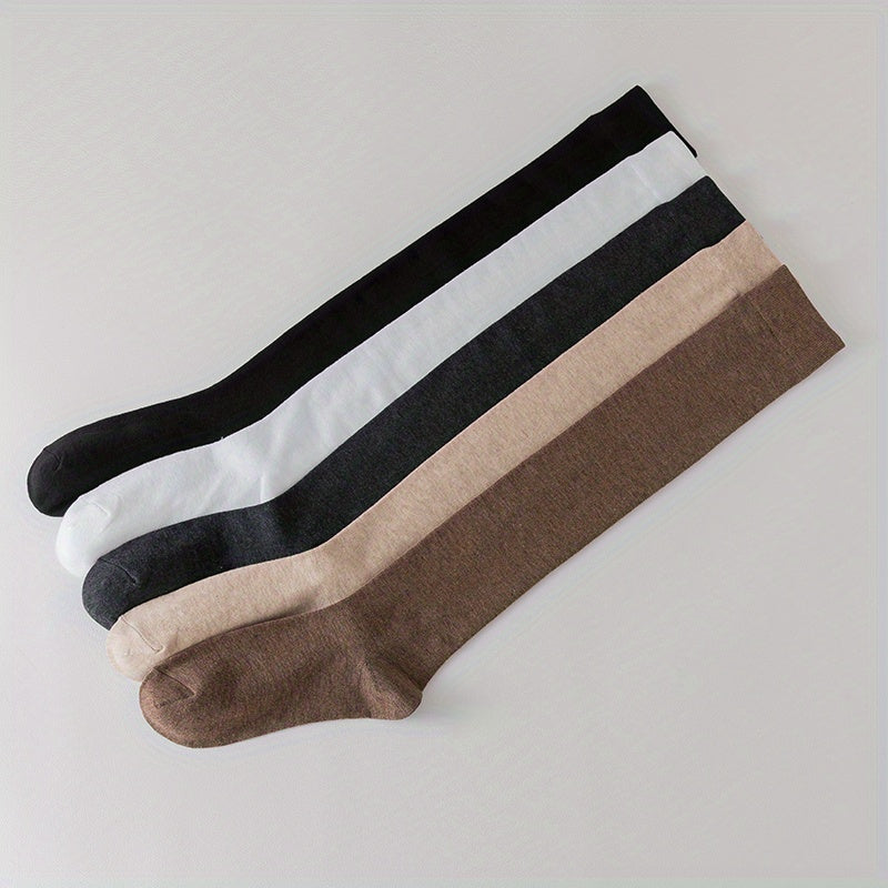 5 Pairs Boys Casual Over the Knee Socks for Spring Autumn