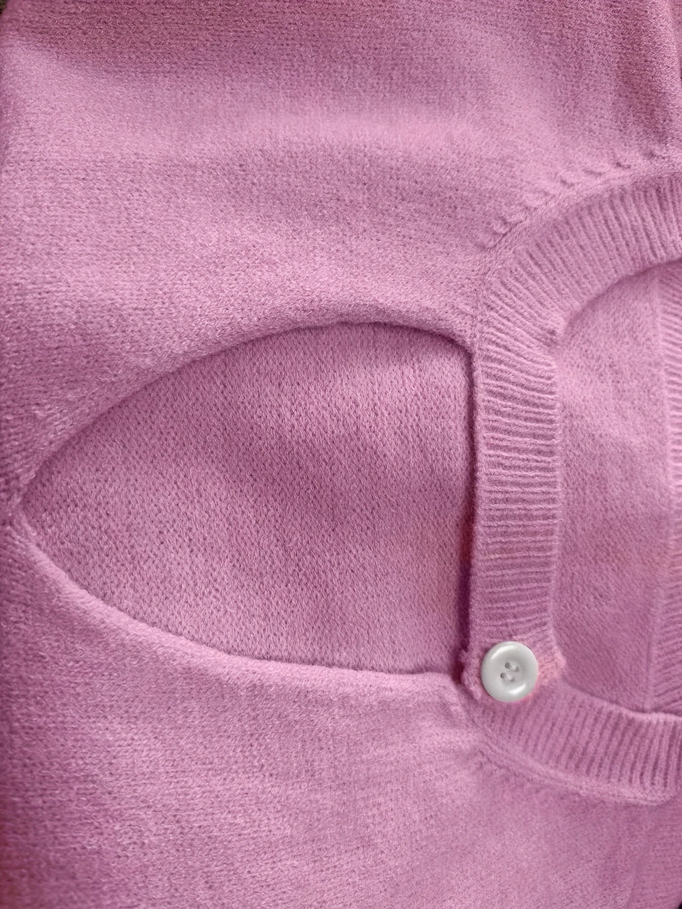 Solid Button Decor Cut Out Round Neck Sweater