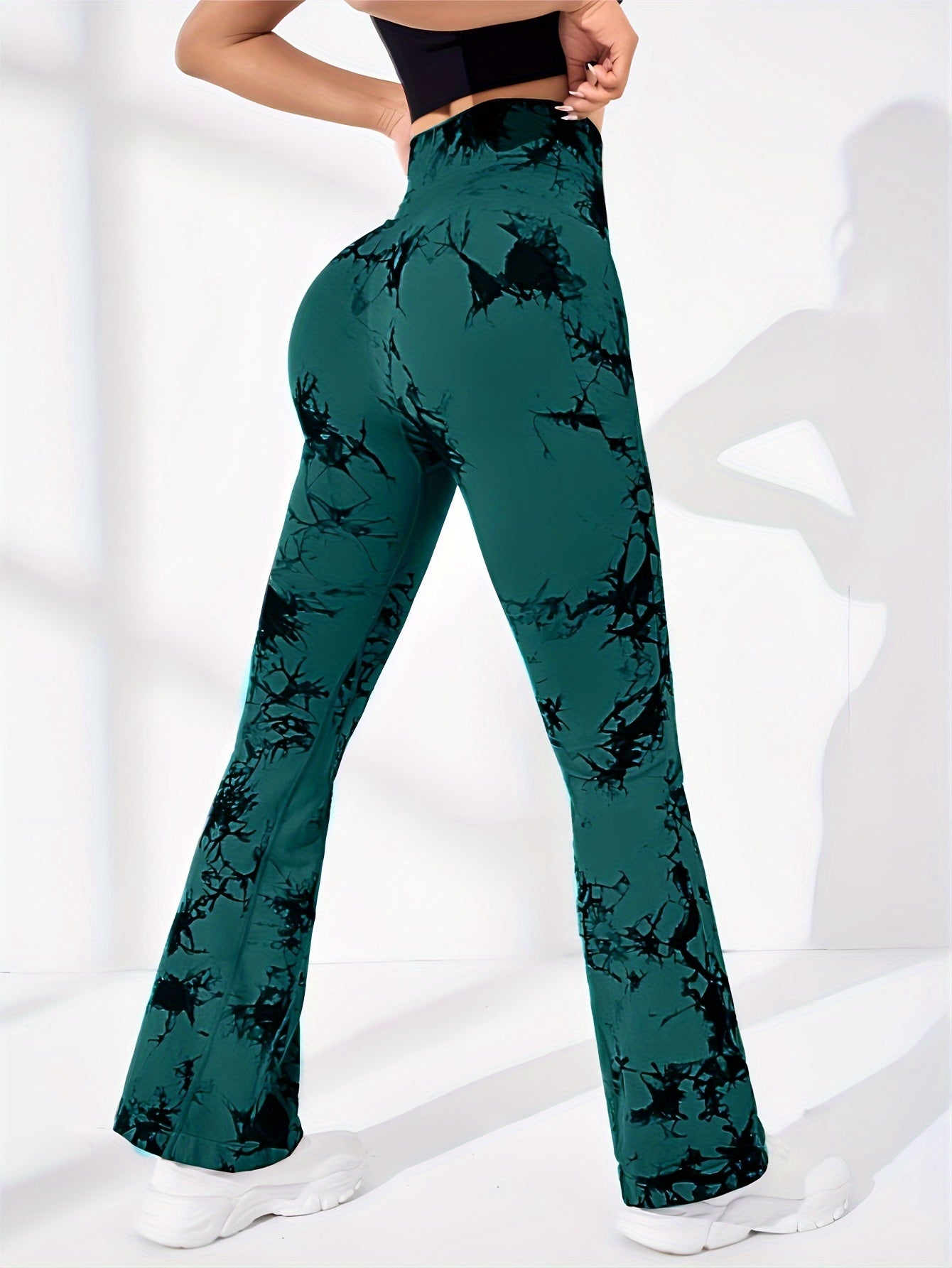 Tie Dye Flare Leg Pants High Stretch Yoga Sports Bootcut Leggings Women's