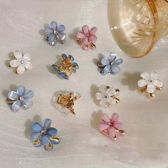 12pcs Faux Opal Flowers Small Claw Clips Hair Accessories For Women Girls