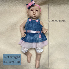 45 Full Body Platinum Silicone Unpainted Soft Reborn Doll Lifelike Waterproof