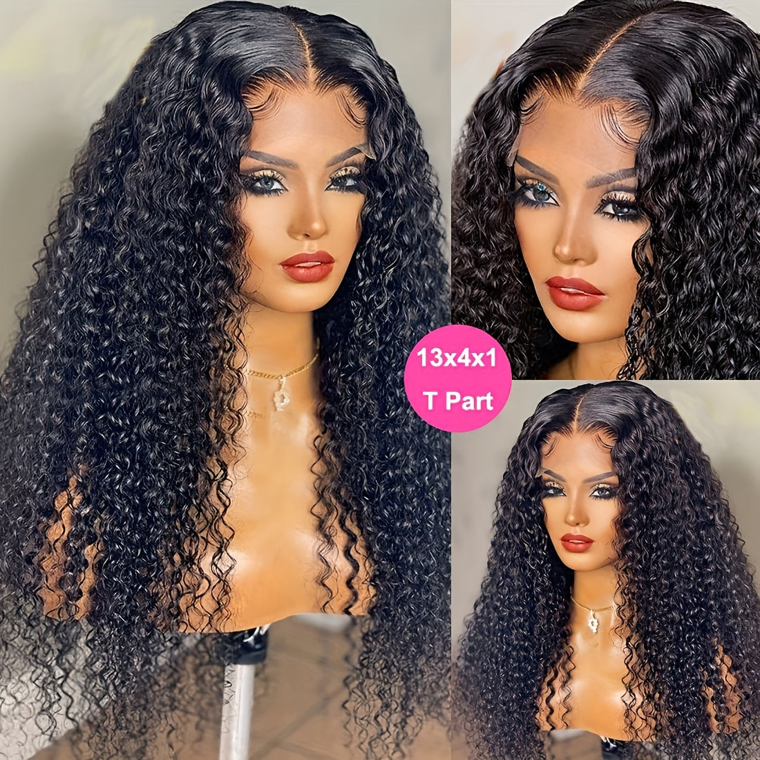 Deep Curly Lace Front Wigs Human Hair Wig Kinky Curly Glueless