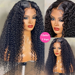 Deep Curly Lace Front Wigs Human Hair Wig Kinky Curly Glueless