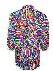 Casual Blouse Women's Plus Allover Print Button Up Half Sleeve