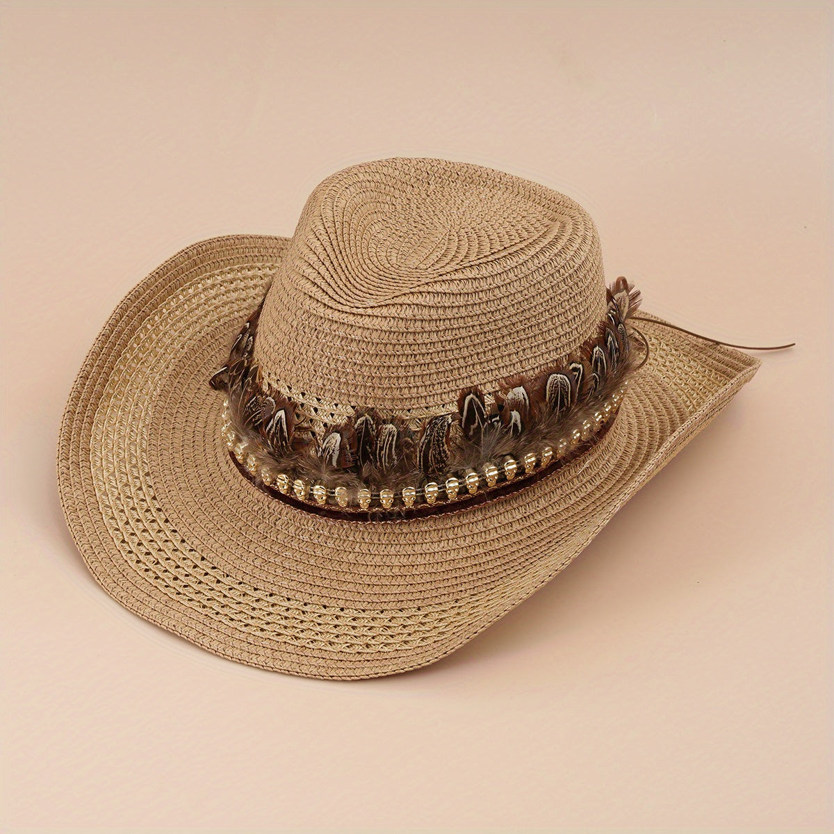 Ethnic Style Straw Cowboy Hat Skull Tibetan Vacation Beach Hat