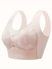 Women's Full Coverage Wireless Bra, Lace Design
