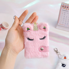 Unicorn Plush Mini Notebook 6 X 10 Pink
