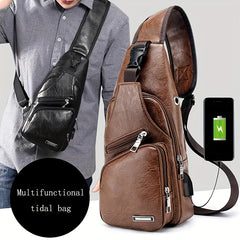 Casual Men's Shoulder Bag USB Chest Bag