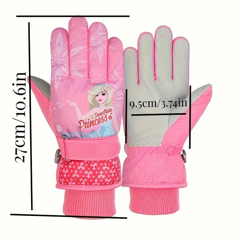Sweet Princess Winter Gloves for Girls, 5-Layer Windproof & Waterproof