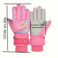 Sweet Princess Winter Gloves for Girls, 5-Layer Windproof & Waterproof