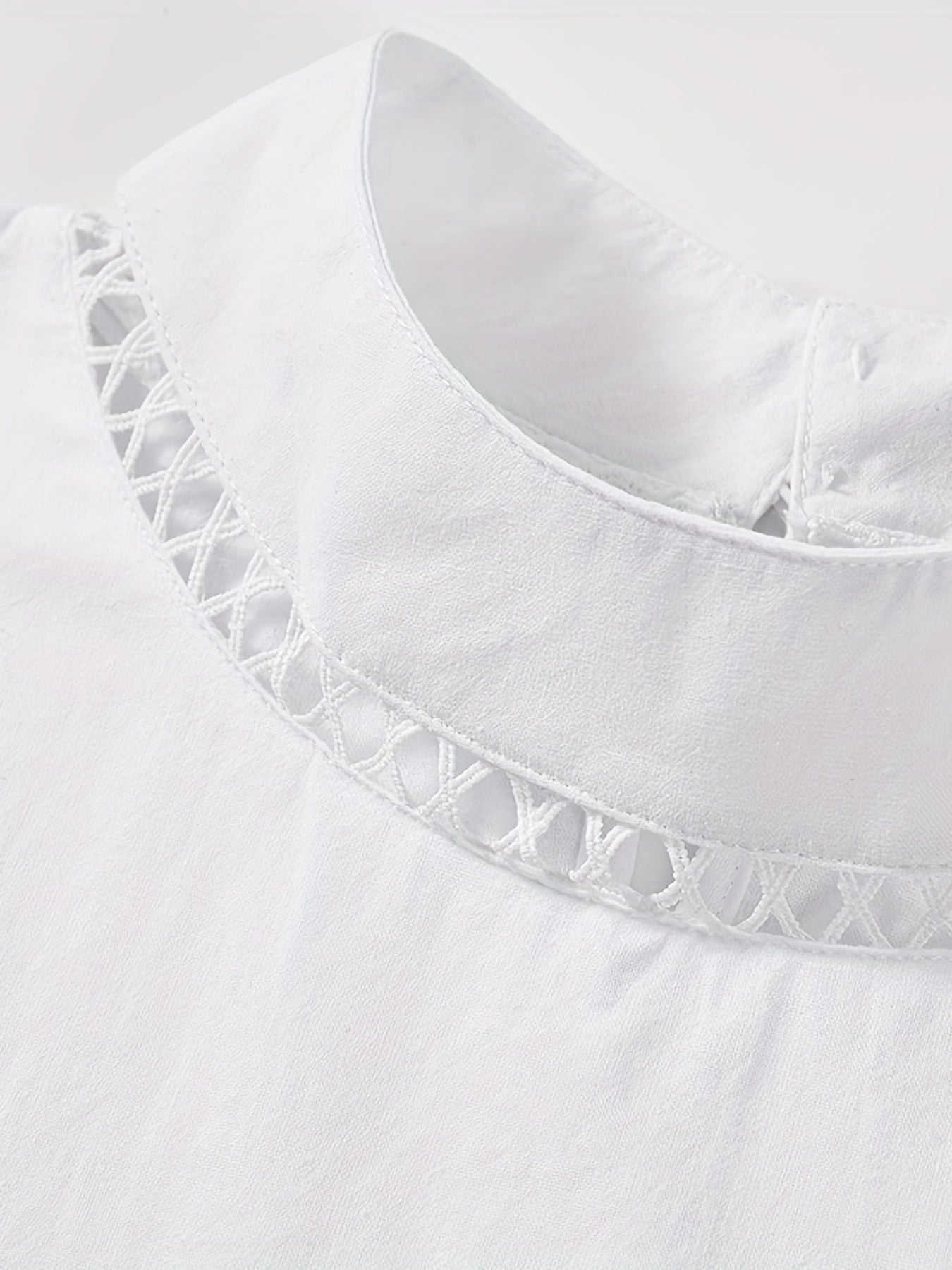 Casual Blouse Women's Plus Eyelet Embroidered Cap Sleeve Blouse