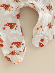 Christmas Baby Girls Hat Print Jumpsuit Set
