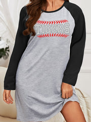 Letter Print Raglan-Sleeve Nightdress