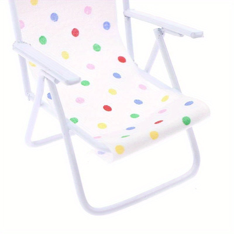 1:12 Scale Dollhouse Wooden Beach Chair, Colorful Stripes & Polka Dots