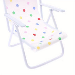 1:12 Scale Dollhouse Wooden Beach Chair, Colorful Stripes & Polka Dots