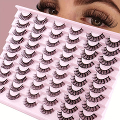30 Pairs Daily Curling Thick Natural Fiber False Eyelashes