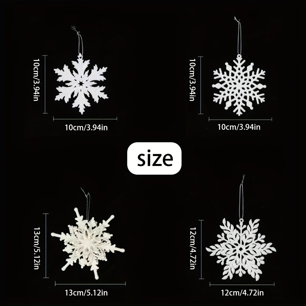 3 Christmas Snowflake Hanging Decorations for Tree & Venue