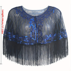 1920s Retro Sequin Shawl Tassel Wrap Flapper Shawls