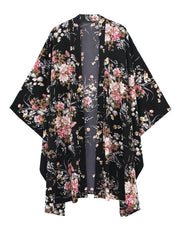 Floral Print Loose Cover Up Cardigan Kimono Sleeve