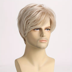 Men's Golden Short Curly Wig for Daily Wear