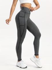 Women's Gray and Spliced Leggings for Yoga Running Fitness