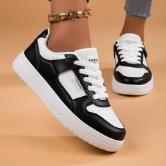 Women's Round Toe Lace-Up Flatform Skate Shoes