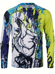 Men's Abstract Full Body Pattern Long Sleeve T-Shirt Anti UV Sunscreen