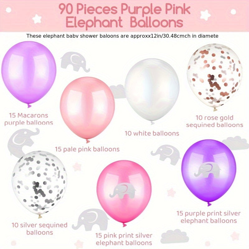 90pcs Elephant Balloon Decorations Birthday Party Latex Confetti Balloons